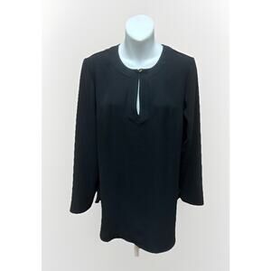 Lauren Ralph LLauren Ralph Lauren Womens Black Blouse Medium Keyhole 3/4 Sleeve